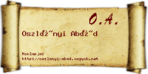 Oszlányi Abád névjegykártya